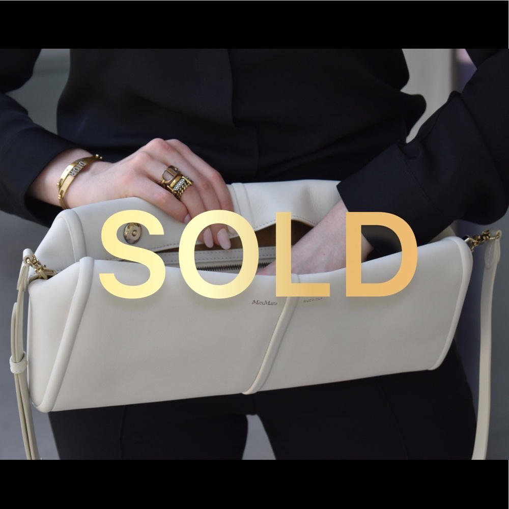 [SOLD] White Leather (Calfskin) MaxMara Large Clutch/Cross-body/Handbag